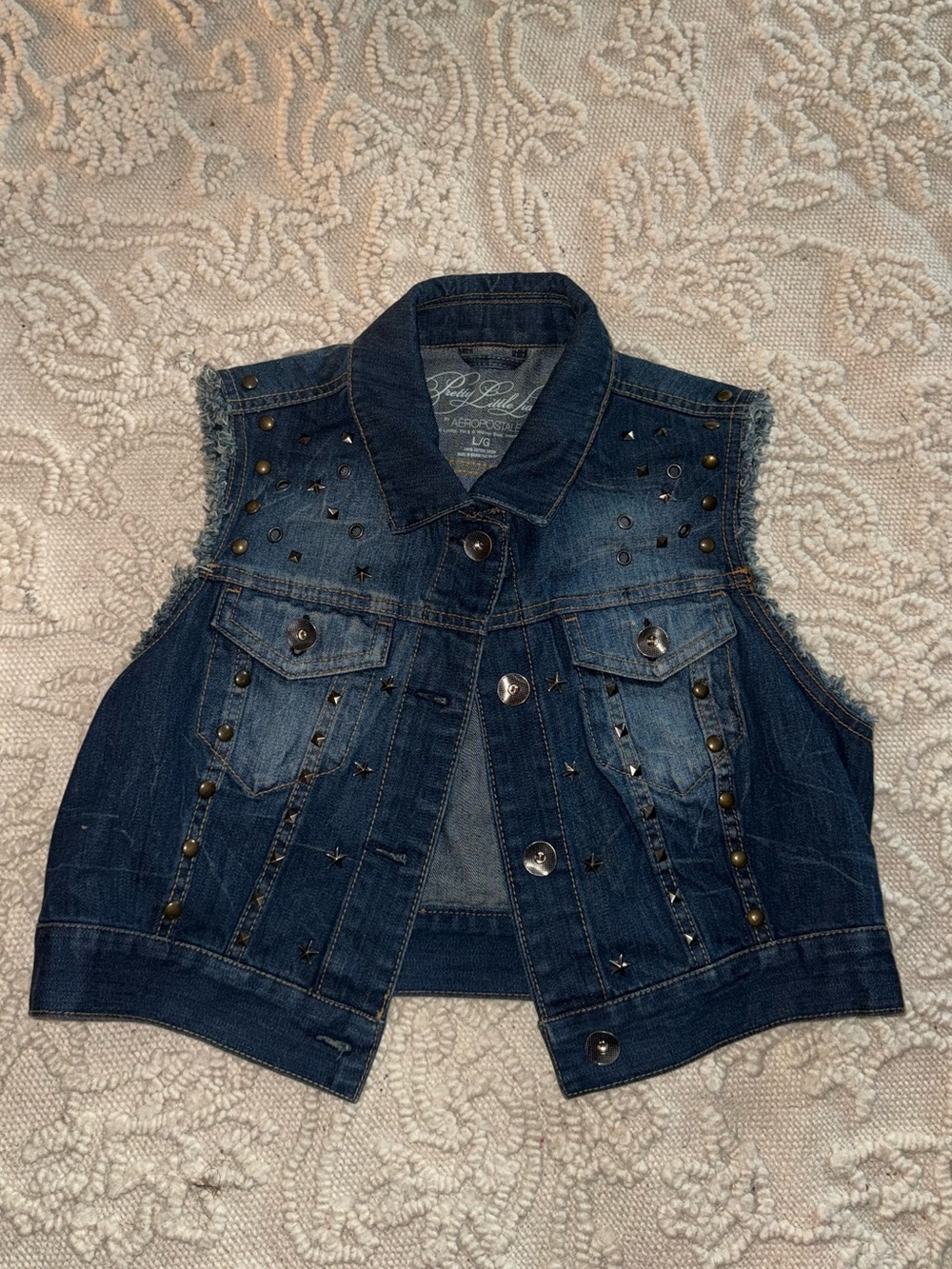 Dark Blue Studded Denim Vest